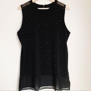 Worthington Sequin Embellished Black Blouse Size L